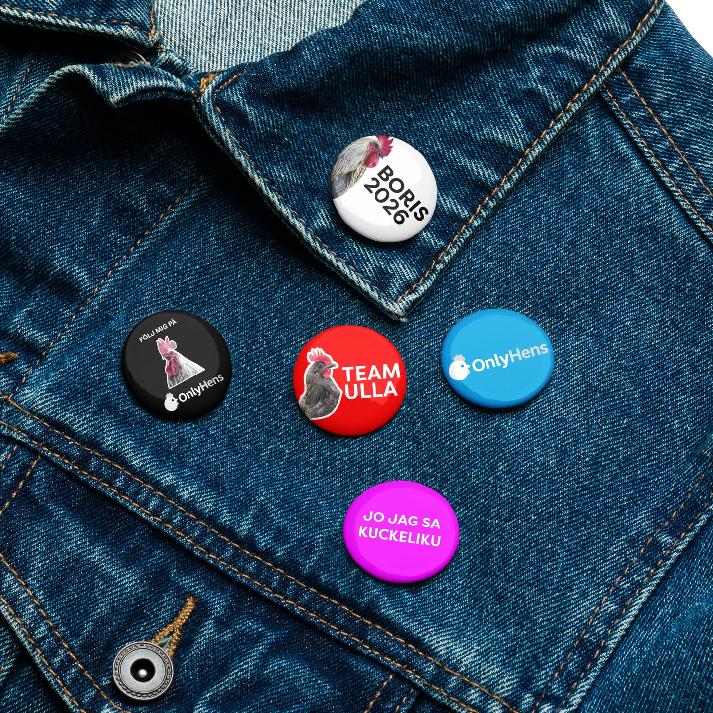 Fem blandade pins