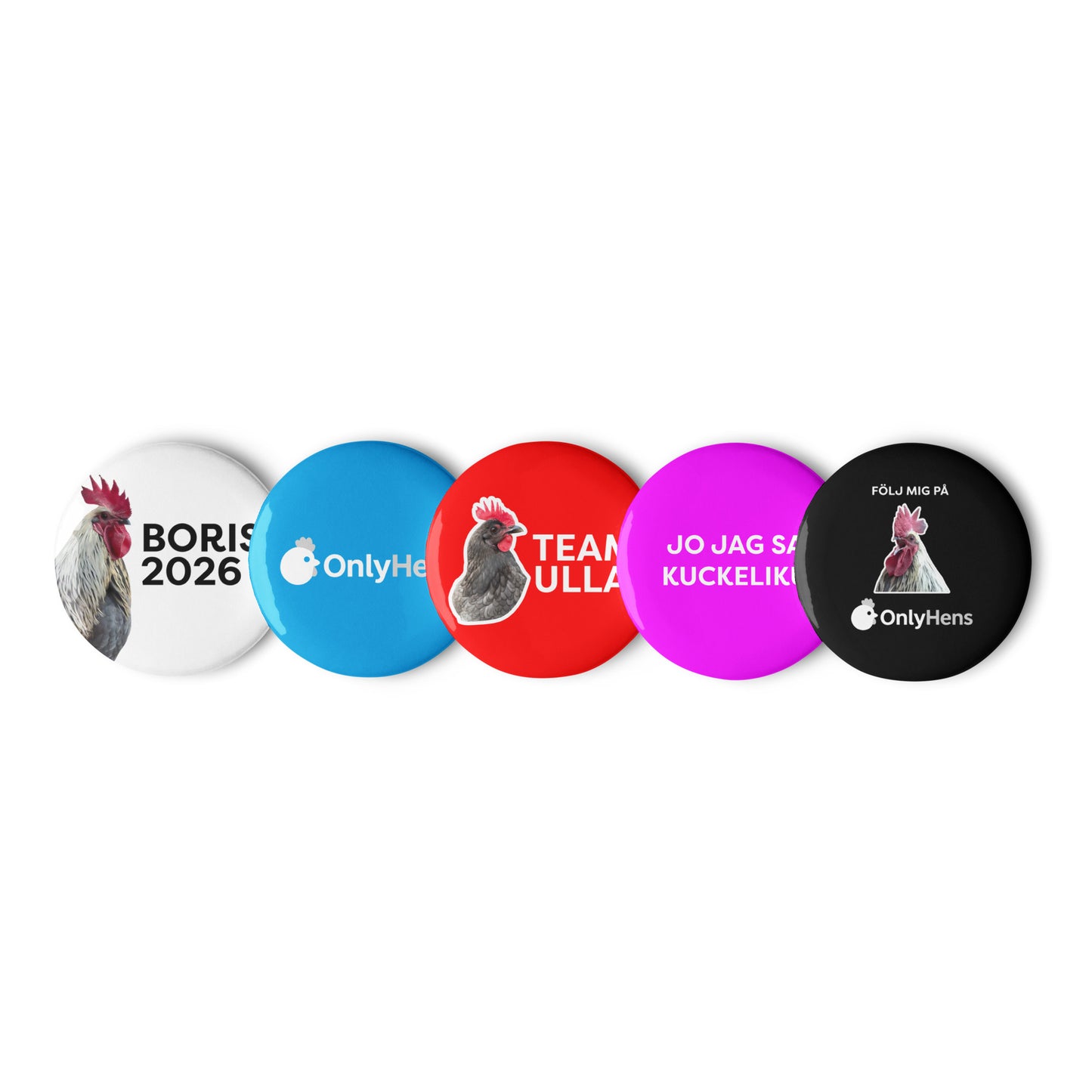 Fem blandade pins
